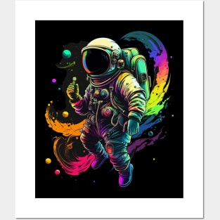 Astronaut in Space Colorful Vibrant Psychedelic Posters and Art